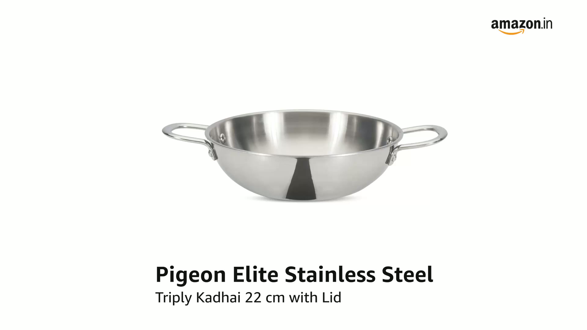 Buy Pigeon Elite Stainless Steel Triply Kadhai 22 cm with Lid, Gas